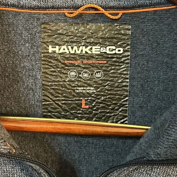 Hawke and Co 1/4 Zip Dynamic Sport Fiber HSW2565 Pullover Mens L Mock Neck Blue - Picture 2 of 9